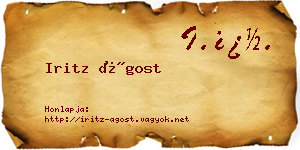 Iritz Ágost névjegykártya